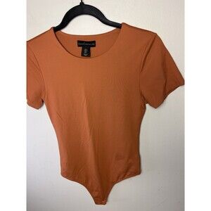 HOUSE OF HARLOW 1960 Bodysuit Dark Orange Short Sleeve Small Double Lined